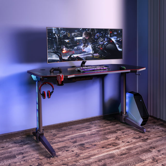 JC-2 ゲーミングデスク LED付き 幅140cm×奥行65cm
