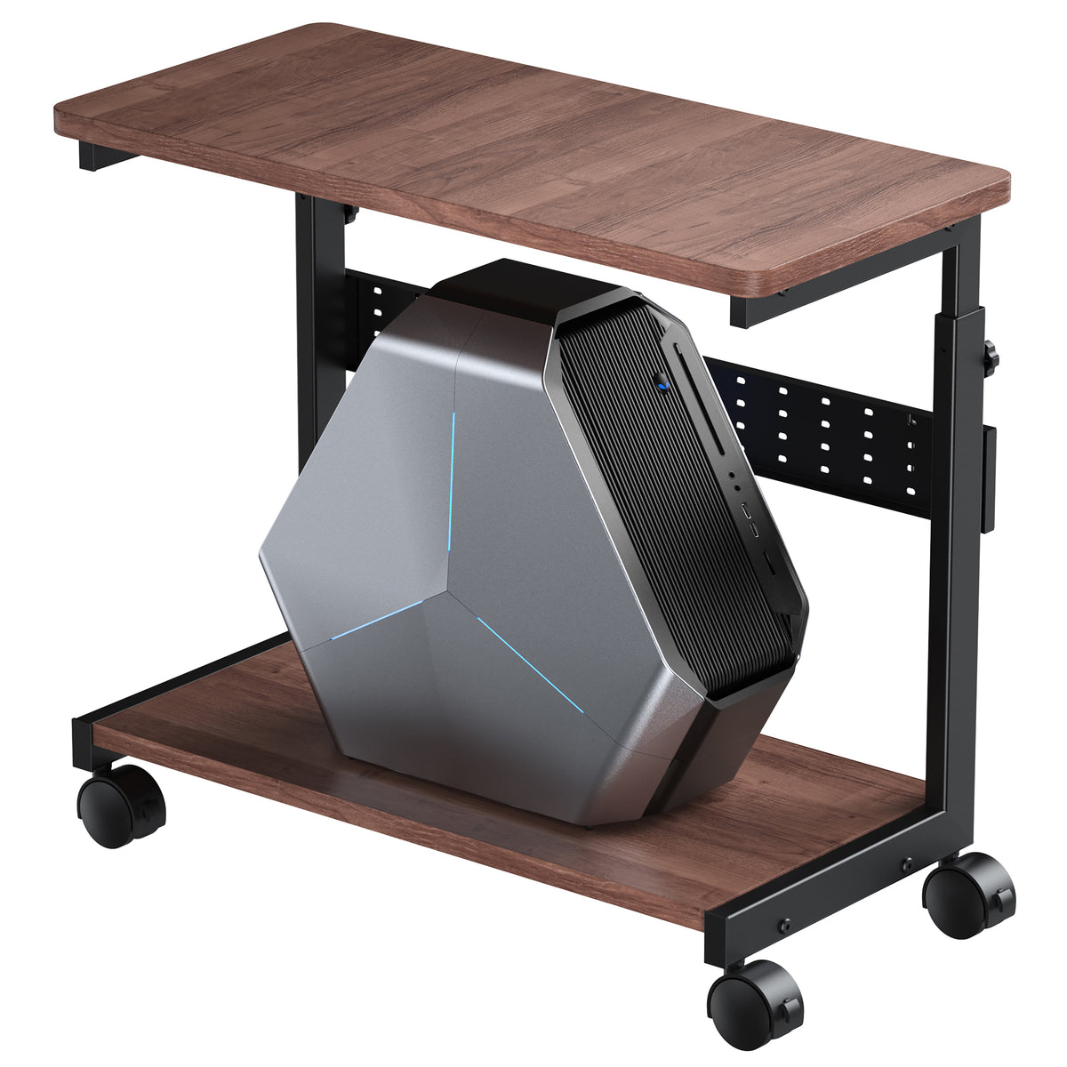 U-POWER（木目調） 昇降式 L字デスク PCラック パソコンラック pcワゴン 高さ調整可能 (幅32×奥行67×高さ60~80cm)  X-1 …