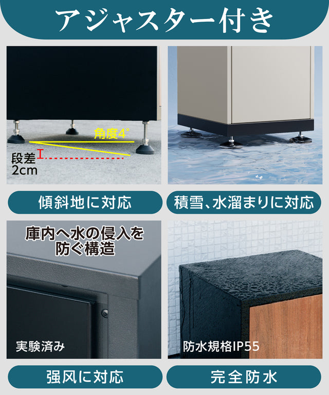 U-POWER  (K-1-BK) 宅配ボックス 置き配ボックス 宅配BOX 大容量 防水 屋外 戸建て マンション 個人宅 組み立て不要 盗難防止 アジャスター付き 鍵付き コンパクト おしゃれ ホワイト