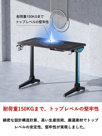JC-100 ゲーミングデスク LED付き 幅100cm×奥行60cm
